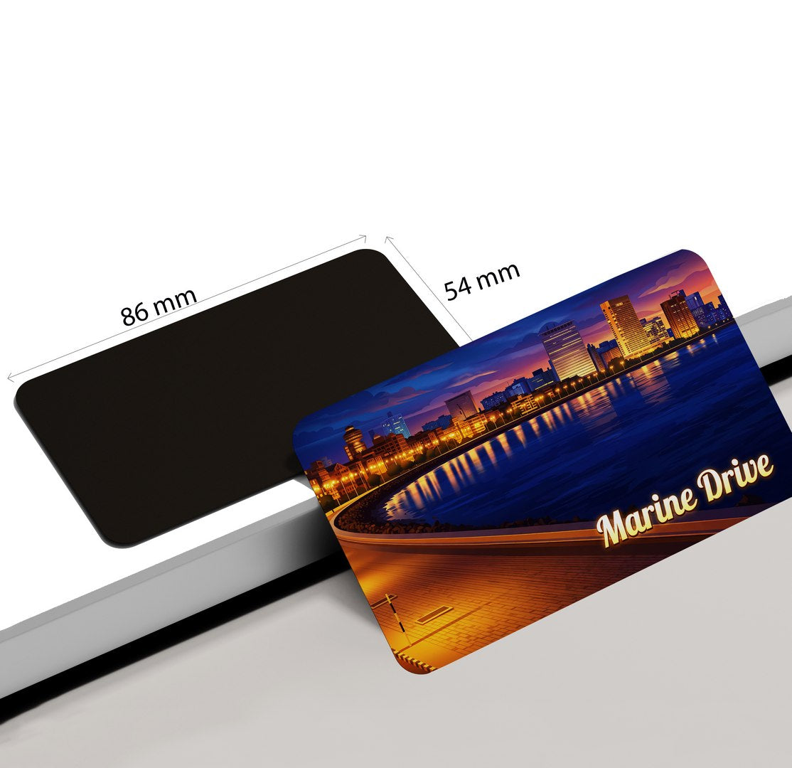 dhcrafts Rectangular Fridge Magnet Multicolor Maharashtra Marine Drive Design Pack of 1 (8.6cm x 5.4cm)